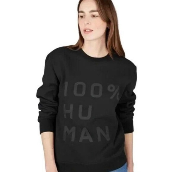 NEW EVERLANE The 100% Human Typography Sweatshirt Black Terry Medium - Picture 1 of 5